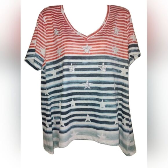Thomas & Olivia Red and Blue Boxy Relaxed T-Shirt - Picture 1 of 11